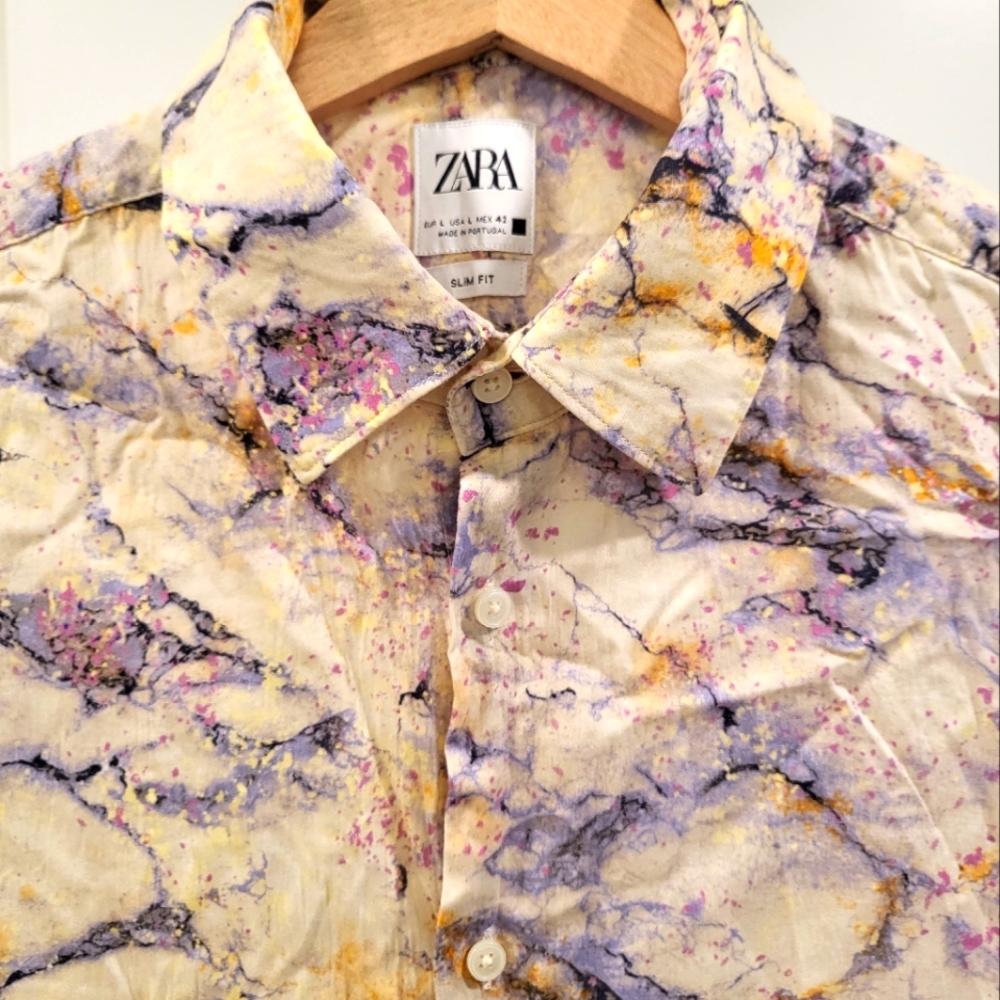 Zara Marble Pattern Button Down